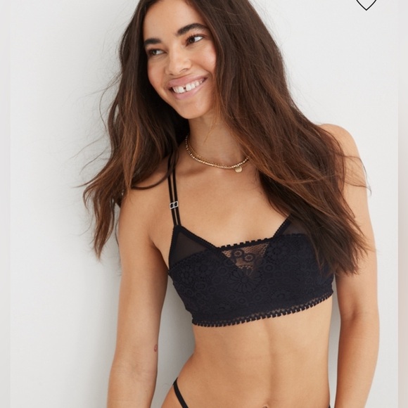 NWT AERIE REAL POWER WIRELESS PUSH UP JOY LACE BRA 34C - Picture 1 of 8